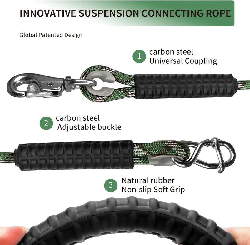 Dakzhou Adjustable Tree Swing Ropes Heavy Duty Hammock 7.25Ft(87"),360°RotationTree Swings Hanging Straps for Outdoor Swings Hammock Playground Set Accessories,1Pack of Green - Image 3